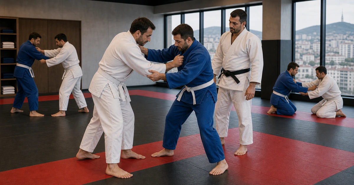 cinematic judo camp scene in Georgia showing what all levels should mean in practice
