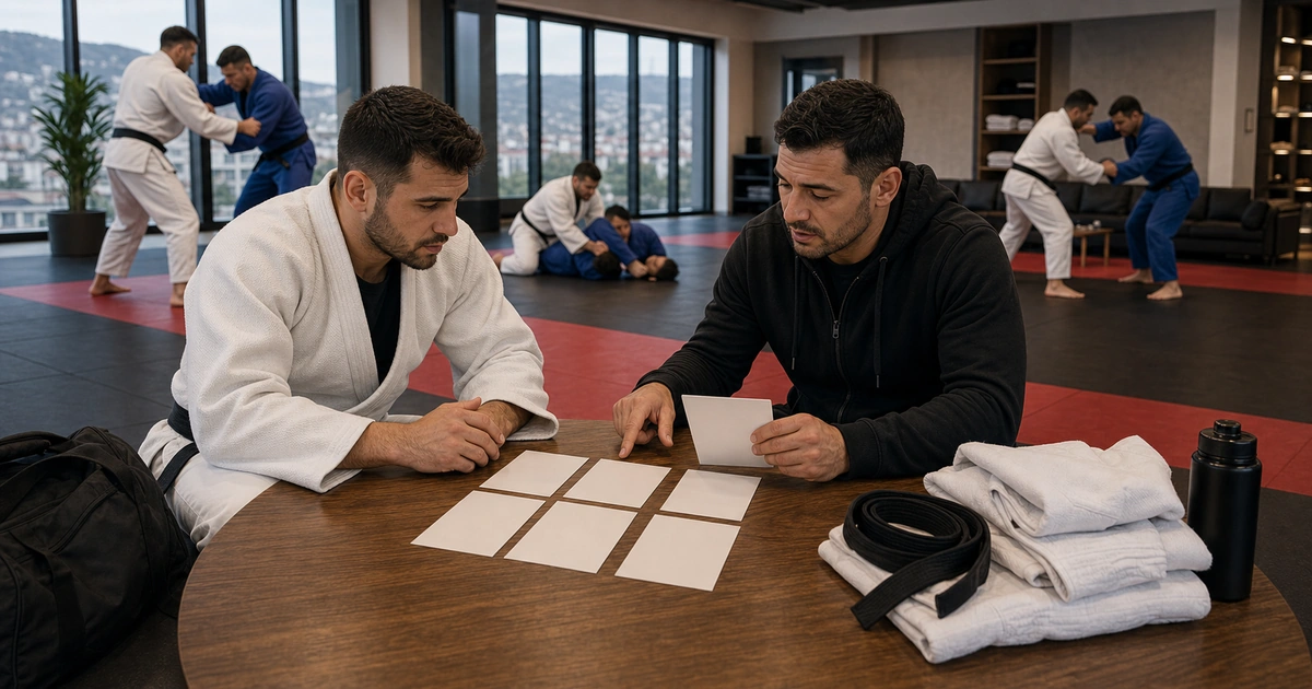 cinematic judo camp scene in Georgia showing 2026 dates and module lengths