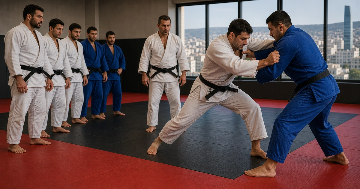 cinematic judo camp scene in Georgia showing what georgian style can mean for visitors